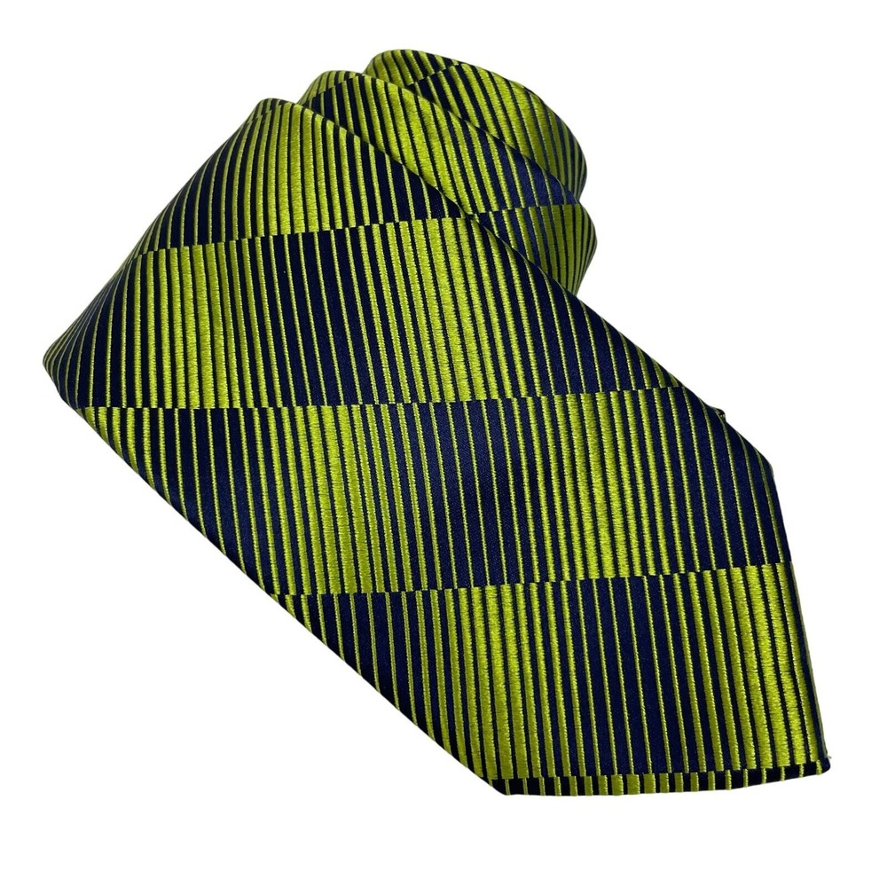 Ted Baker London Designer Men's Necktie 100% Silk Green Blue Gradient Geometric